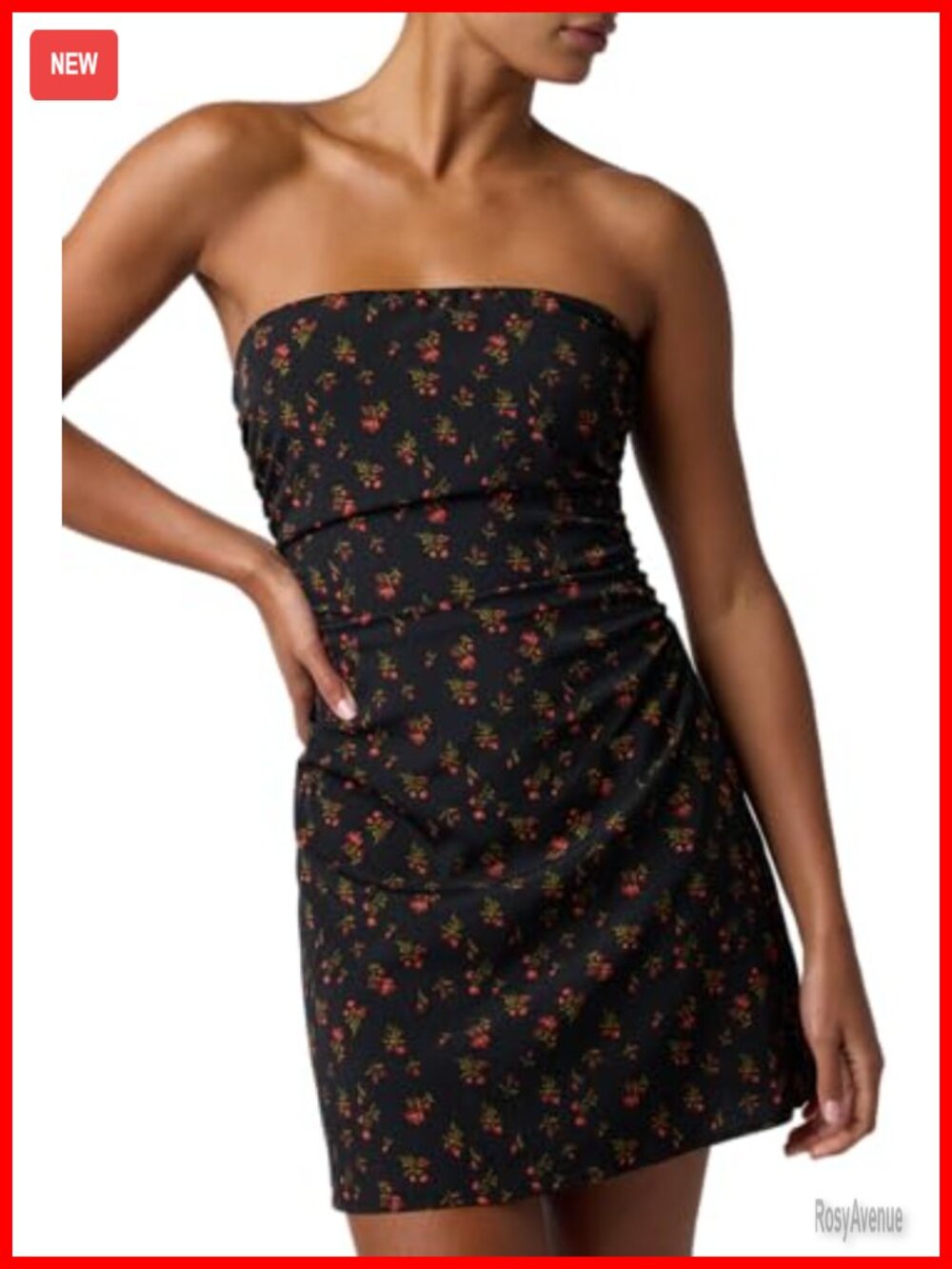 Lulus Monroe Strapless Floral Mini Dress Ruched Party Bodycon Summer